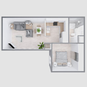 Cad view of a one bedroom garden annexe